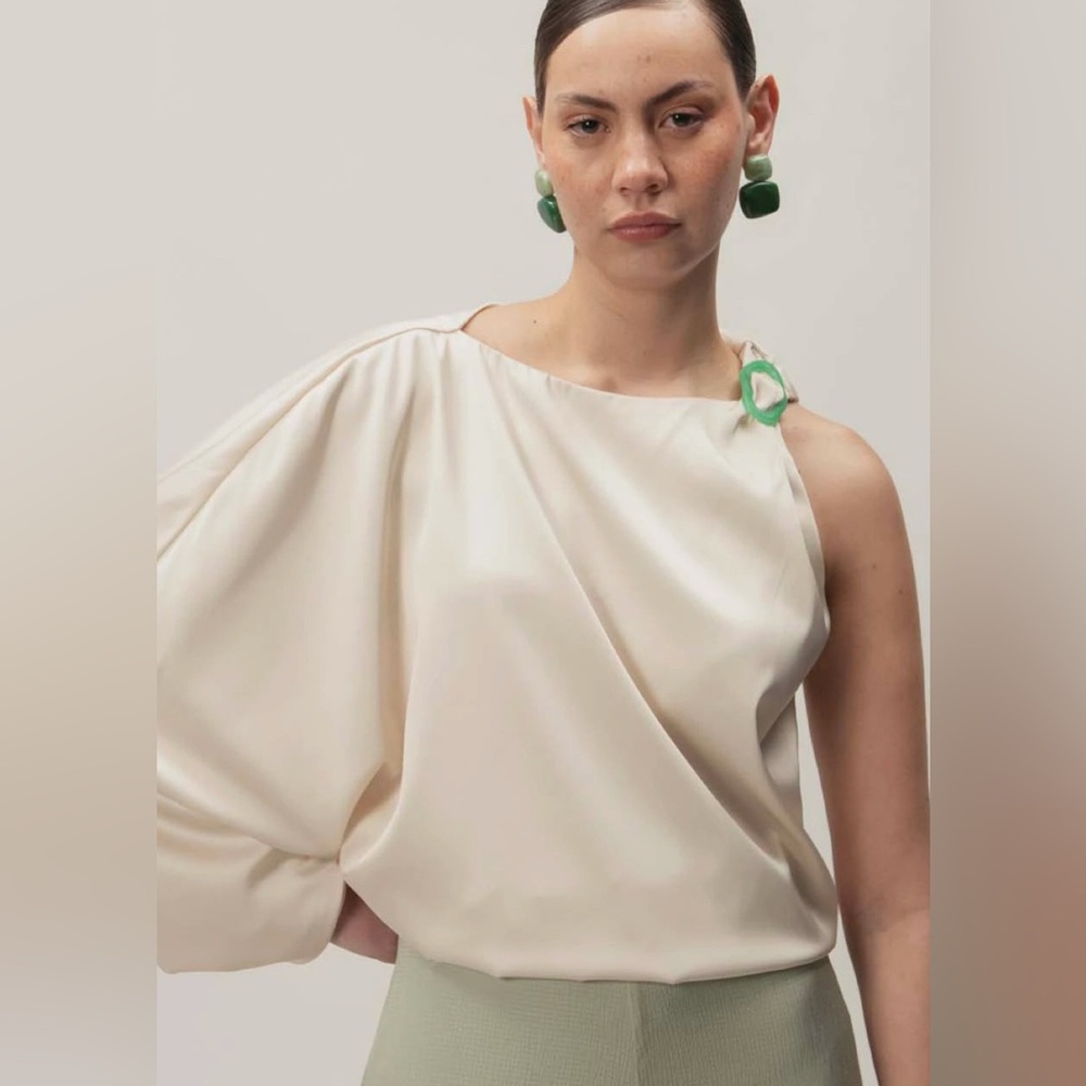 Baobab Collection Cream One-Shoulder Blouse